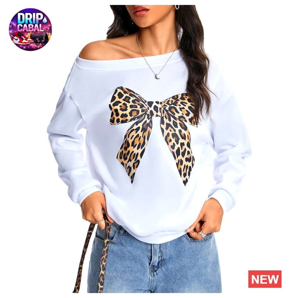 Graphic Sweatshirt Boat Neck Long Sleeve Pullover Tops Casual Y2K Chic